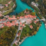 Drone views of Most na Soči in Slovenia